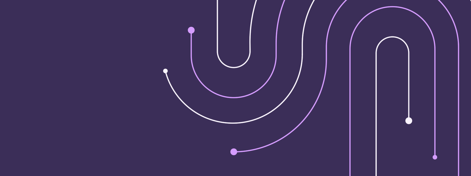 Illustration of solid lines forming shaped curves on a purple background